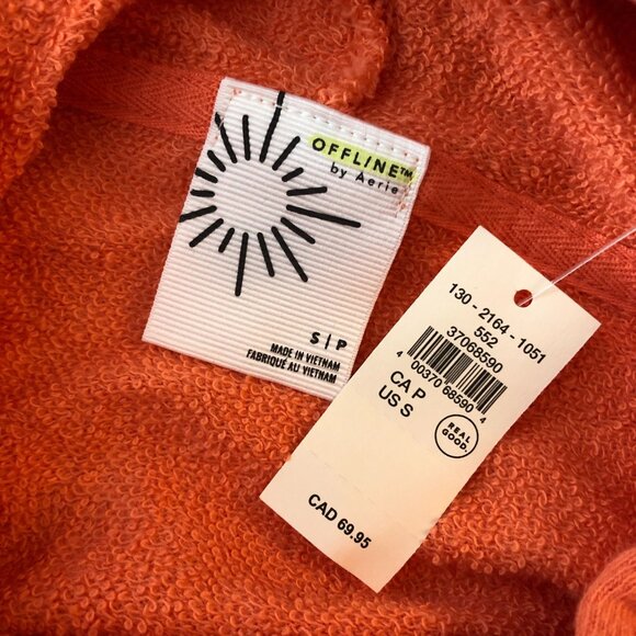 Aerie Offline Womens Cropped Zip-Up Hoodie Pockets Drawstring Orange Size S - Picture 3 of 4